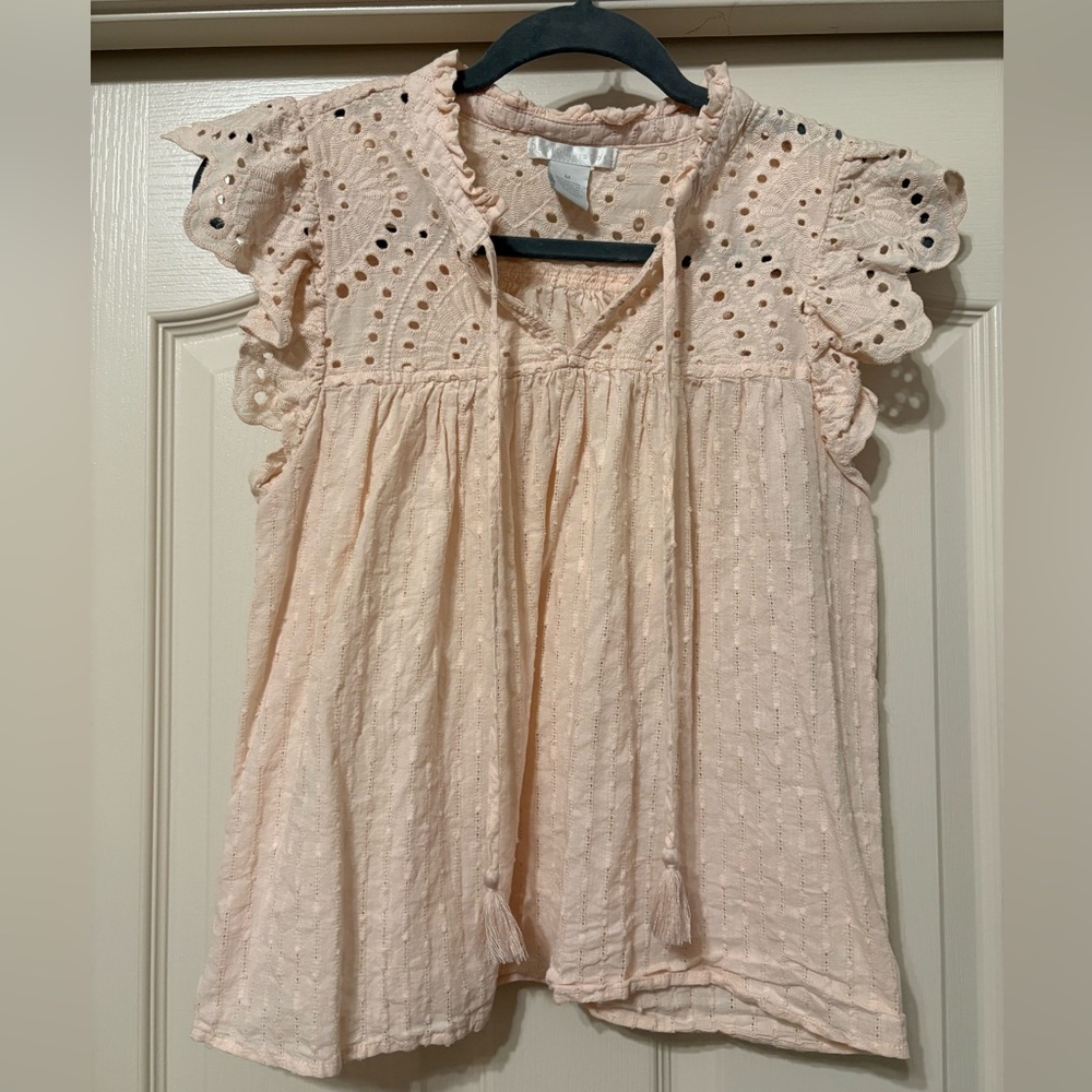 Design History Blush Eyelet Flutter Sleeve Blouse